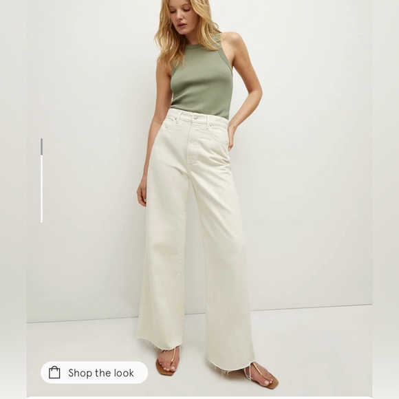 NWT Veronica Beard Taylor High Rise Wide Leg Jeans in Ecru Size 29 - Picture 2 of 14